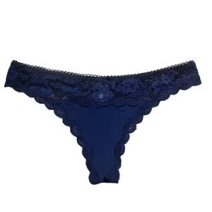 Victorias Secret Dream Angels Floral Lace Detail Thong panty blue Large